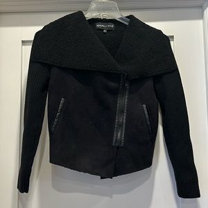 Kendall + Kylie Faux Suede & Sherpa Black Moto Jacket